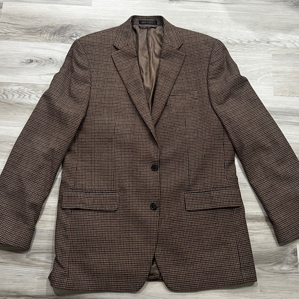Ralph Lauren Men’s Brown Houndstooth Sport Coat/Blazer, Size 44